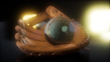 Baseball-Und-Fausthandschuh-Auf-Dunklem-Hintergrund